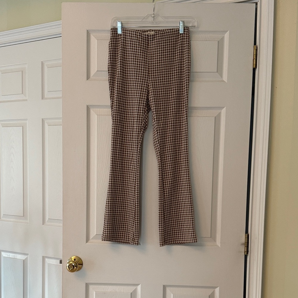 Women’s Brown and White Checkered Pants